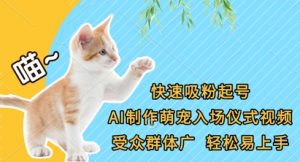 快速吸粉起号，AI制作萌宠入场仪式视频，受众群体广，轻松易上手-理想项目库