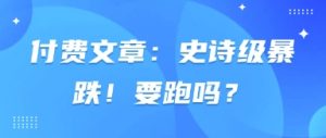付费文章：史诗级暴跌！要跑吗？-理想项目库