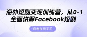 海外短剧变现训练营,从0-1全面讲解Facebook短剧-理想项目库