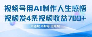 用AI做人生感悟视频，4条视频当天收益782-理想项目库