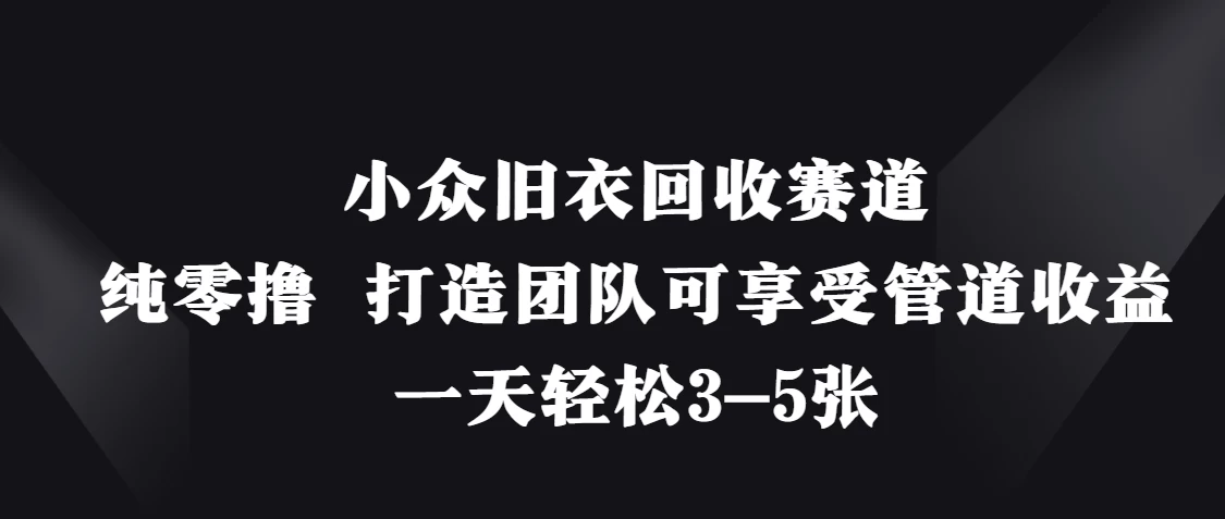 小众旧衣回收赛道，纯零撸 打造团队可享受管道收益，一天轻松3-5张-理想项目库
