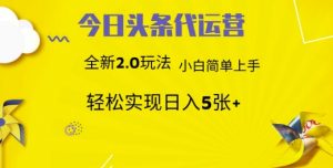 今日头条矩阵系统代运营 批量生成文章 次日见收益 躺赚月入3000+-理想项目库