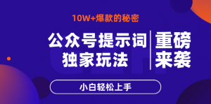 公众号提示词玩法，10W+爆文最简单快速的方法，小白轻松上手-理想项目库