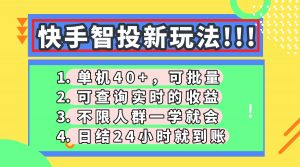 快手智投新玩法,单机日入40+,可批量,可查询实时收益,收益日结24小…-理想项目库