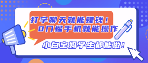 打字聊天就能赚钱！0门槛手机就能操作，小白宝妈学生都能做!-理想项目库