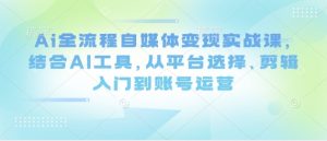 Ai全流程自媒体变现实战课,结合AI工具,从平台选择、剪辑入门到账号运营-理想项目库