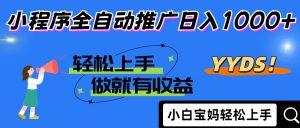 2025年最新风口，小程序自动推广，，稳定日入1000+，小白轻松上手-理想项目库