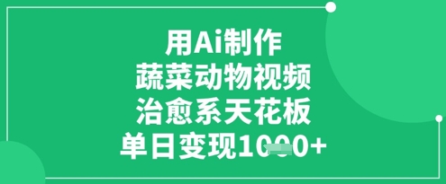 用Ai制作蔬菜动物视频，治愈系天花板，单日变现1k-理想项目库