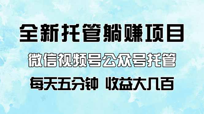 全新托管躺赚项目，微信视频号公众号托管代运营，每天五分钟，收益大几百-理想项目库