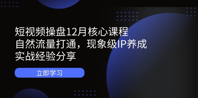 短视频操盘12月核心课程：自然流量打通，现象级IP养成，实战经验分享-理想项目库