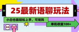 25年最新语聊玩法，纯手工，单机收益100+，小白也能轻松上手，可矩阵操作-理想项目库