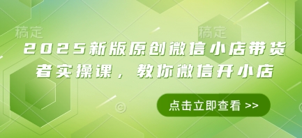 2025新版原创微信小店带货者实操课，教你微信开小店-理想项目库