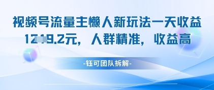 视频号流量主懒人新玩法，一天收益1k，人群精准收益高-理想项目库