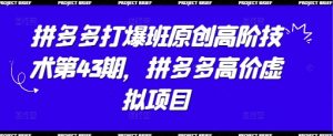 拼多多打爆班原创高阶技术第43期,拼多多高价虚拟项目-理想项目库
