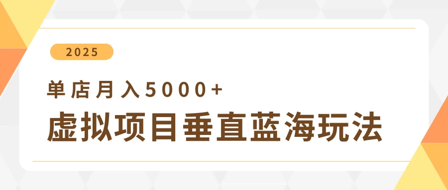 4月虚拟项目垂直玩法，冷门爆品+垂直蓝海，单店月入5000+-理想项目库