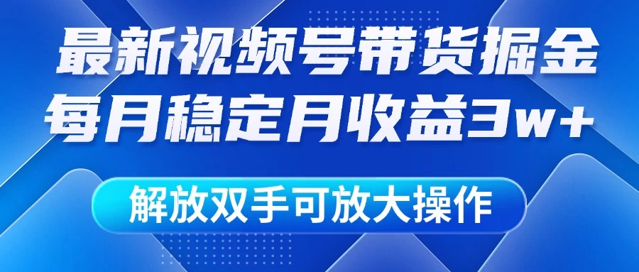 最新视频号带货掘金项目，每月稳定月收益3w+，解放双手，可放大操作-理想项目库