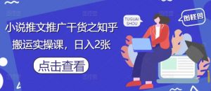 小说推文推广干货之知乎搬运实操课，日入2张-理想项目库