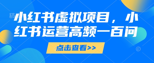 小红书虚拟项目，小红书运营高频一百问【文档】-理想项目库