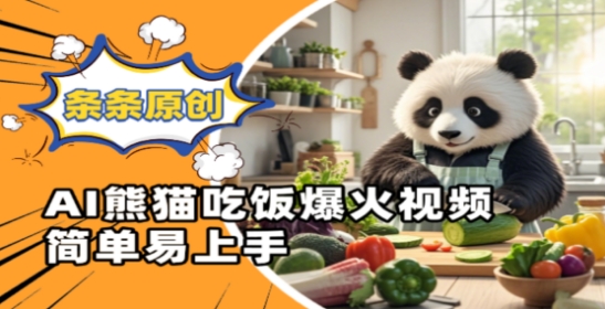 Ai熊猫吃饭爆火视频，条条原创，简单易上手-理想项目库