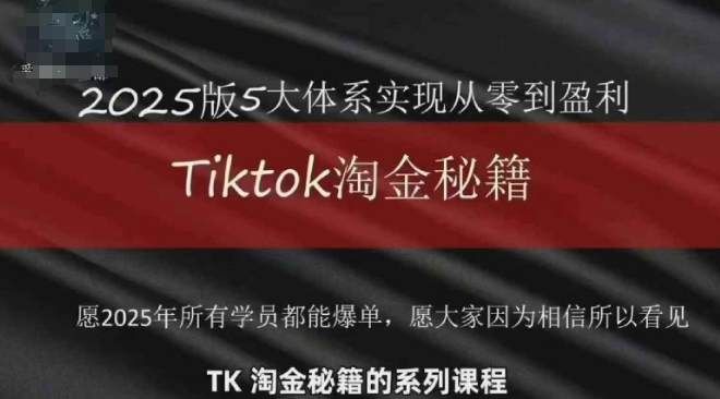 TikTok跨境2025淘金秘籍，​2025TikTok从0到盈利变现-理想项目库