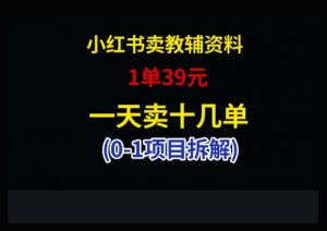 小红书卖小学教辅资料，1单39，1天十几单-理想项目库