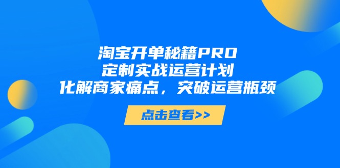 淘宝开单秘籍PRO，定制实战运营计划，化解商家痛点，突破运营瓶颈-理想项目库