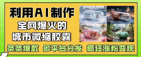 利用AI制作全网爆火的城市微缩胶囊，条条爆款， 多平台分发，疯狂涨粉变现-理想项目库