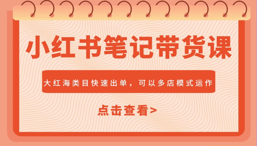 小红书笔记带货课，大红海类目快速出单，市场大，可以多店模式运作(更新)-理想项目库