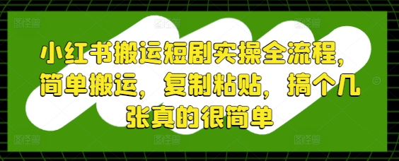 小红书搬运短剧实操全流程，简单搬运，复制粘贴，搞个几张真的很简单-理想项目库