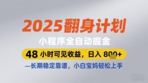 2025翻身计划小程序全自动掘金，48小时可见收益，日入多张+，长期稳定靠谱，小白宝妈轻松上手【揭秘】-理想项目库
