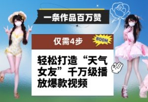 一条作品百万赞！ 只需4步，轻松打造“天气女友”千万级播放爆款视频-理想项目库