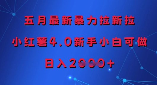 五月最新暴力拉新拉，小红薯4.0新手小白可做，日入多张-理想项目库