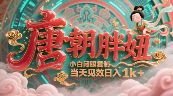 用AI克隆“唐朝胖妞”日更3条，平台疯狂推流，小白闭眼复制，当天见效，日入1k+-理想项目库