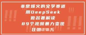 非常爆火的文学赛道，用deepseek做名著解读 ，89个视频暴力变现1w+-理想项目库