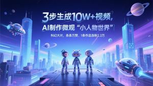 三步生成10W+视频，AI制作微观“小人物世界”科幻大片，条条万赞，1条作品涨粉2.3万-理想项目库