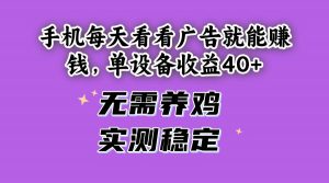 （14767期）手机每天看看广告就能赚钱，单设备收益40+ 无需养鸡，实测稳定-理想项目库