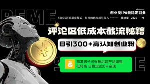 评论区低成本引流秘籍，精准钩子直击用户，单账号日增300+创业粉，日稳…-理想项目库