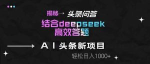 揭秘头条问答新玩法！结合deepseek高效答题，轻松日入1000+-理想项目库