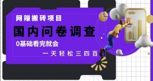 网创搬砖项目，国内问卷调查，0基础看完就会 一天轻松三四张，靠谱副业干就完了【揭秘】-理想项目库
