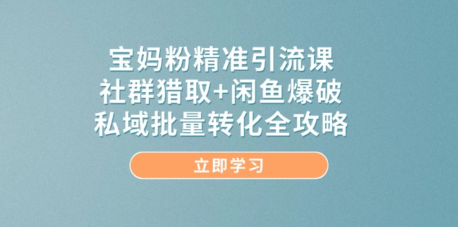 宝妈粉精准引流课，社群猎取+闲鱼爆破，私域批量转化全攻略-理想项目库