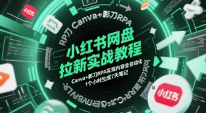 小红书网盘拉新实战教程,Canva+影刀RPA实现内容全自动化,1个小时生成7天笔记-理想项目库