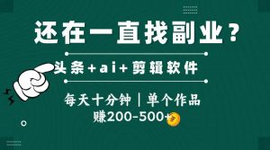 头条全新玩发加持软件搬视频，每天十分钟，单个作品收入200-500左右-理想项目库