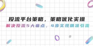投流平台策略,策略优化实操,解决投流5大痛点,4步实现精准引流-理想项目库