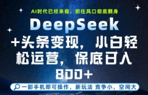 DeepSeek+头条变现，保姆级教学，小白轻松上手，日入8张+【揭秘】-理想项目库