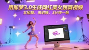 用即梦3.0生成网红美女跳舞视频，女团舞、来财舞，3分钟一条-理想项目库