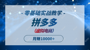 拼多多虚拟电商，零基础实战教学，快速打爆商品，新手也能月入10000+-理想项目库