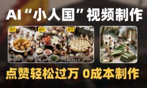 爆款1000W+播放微缩景观迷你小人国AI视频0成本制作全流程教学-理想项目库