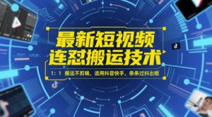 最新短视频连怼搬运技术 1：1搬运不剪辑，适用抖音快手，条条过抖出框-理想项目库
