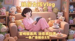 单个账号涨粉71W!用AI制作独居女孩Vlog,宫崎骏画风,治愈感拉满,一条广告报价3W-理想项目库