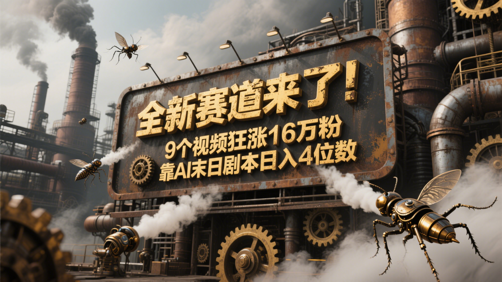 全新赛道来了！9个视频狂涨16万粉，靠AI末日剧本日入4位数，评论区爆肝追更！-理想项目库